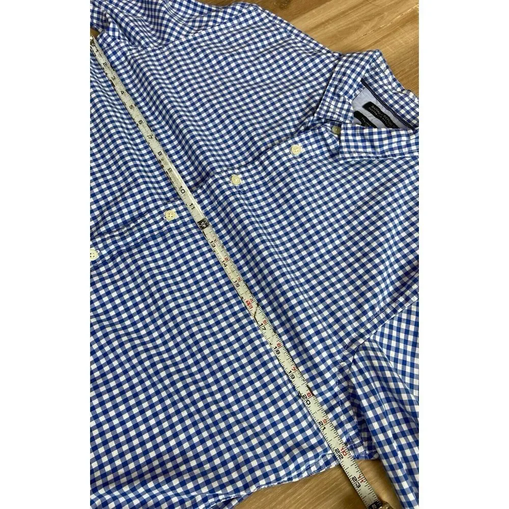 Banana Republic Mens Button Up Long Sleeve Shirts Blue Check - Set Of 2‎ - Large